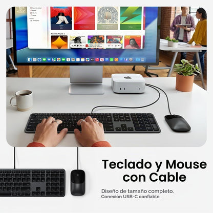 Satechi Slim CLX3 Combo de teclado y mouse con cable, USB-C, negro...