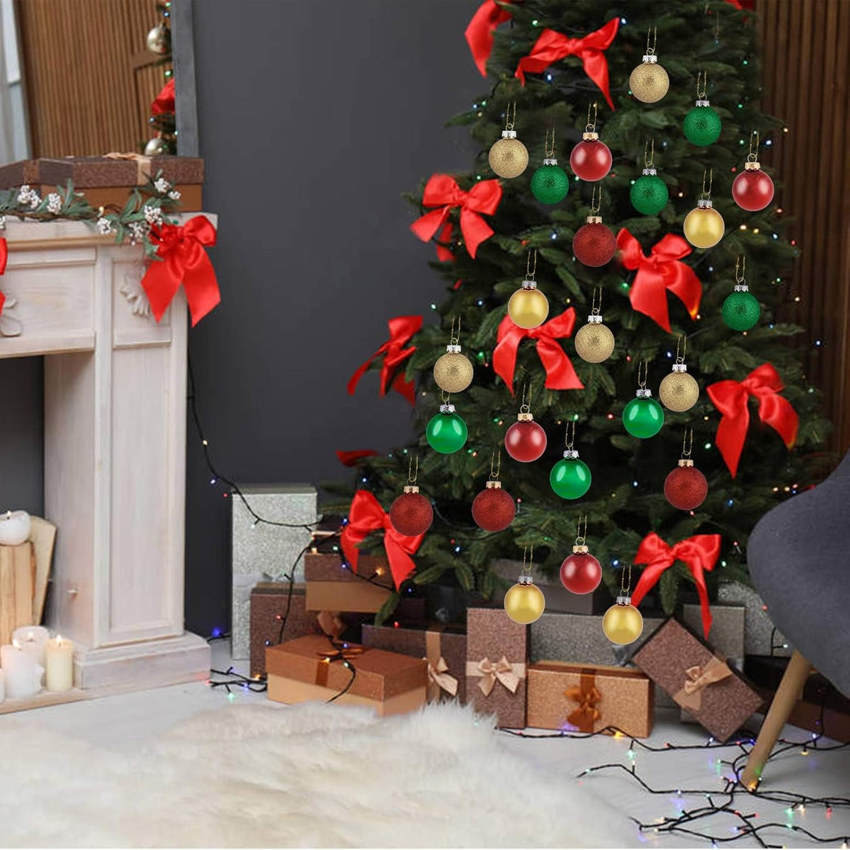 Adornos de bola de Navidad de 30 quilates, decoración de árbol de N...