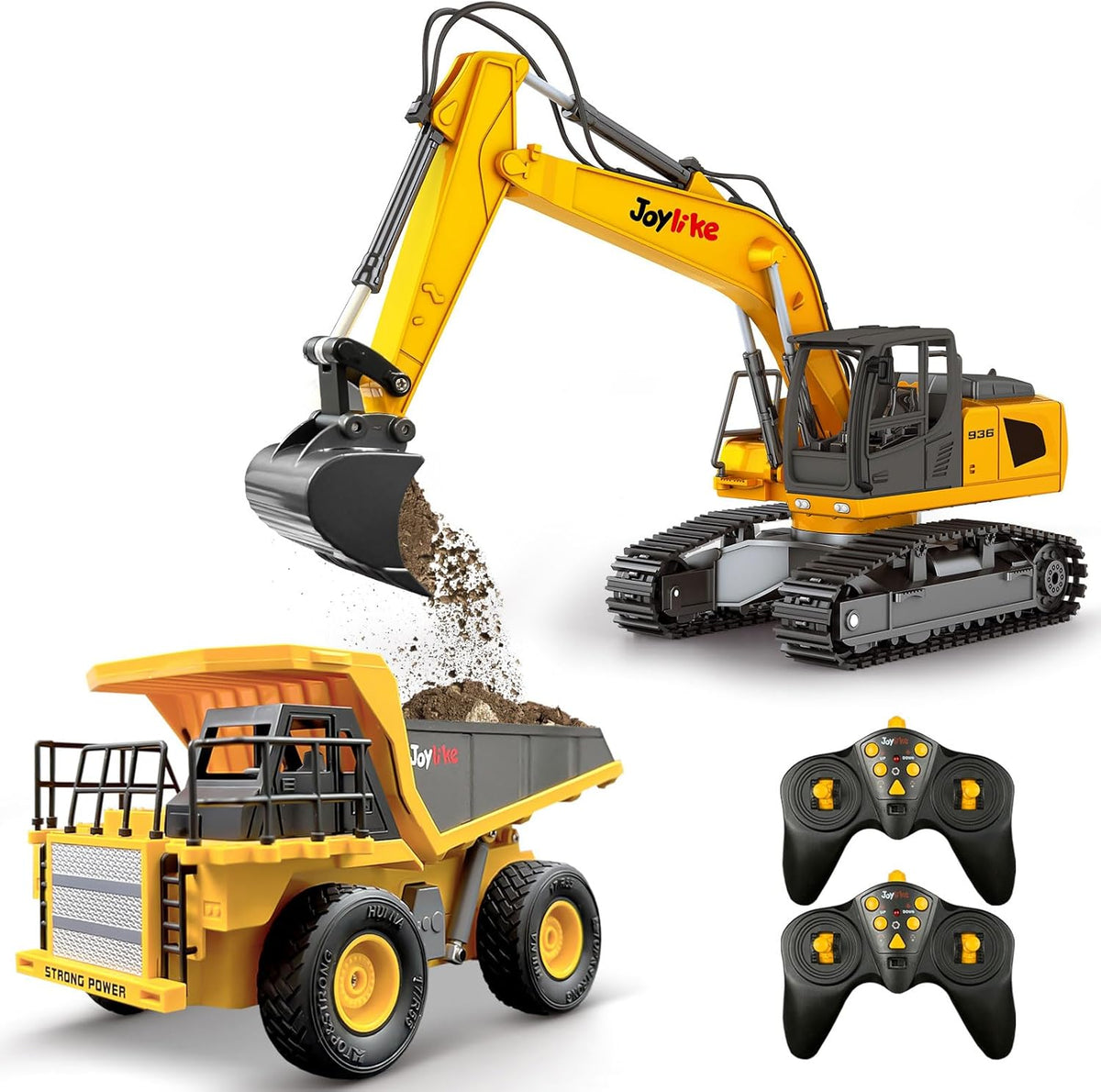 Joylike Juego de excavadora y camión volquete RC, vehículo de const...