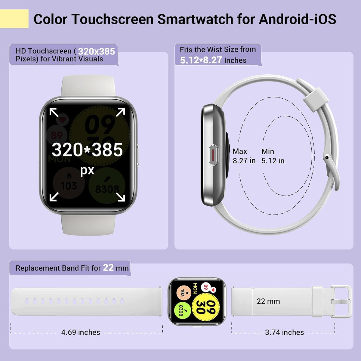 Reloj inteligente para mujer, compatible con Android y iPhone, relo...