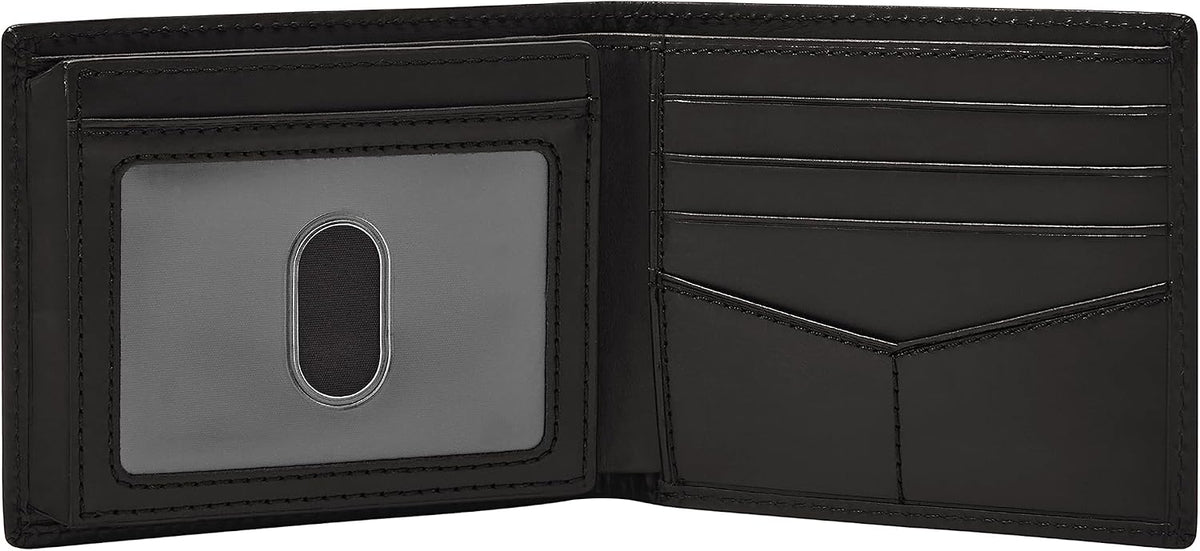 Fossil Derrick - Cartera de piel con bloqueo RFID, plegable con ide...