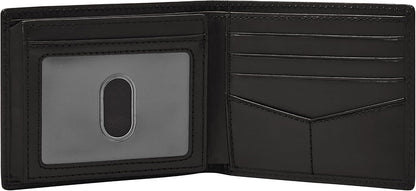 Fossil Derrick - Cartera de piel con bloqueo RFID, plegable con ide...