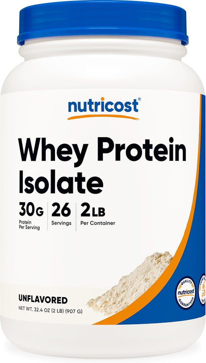 Nutricost Aislado de proteína de suero (sin sabor) 2 libras
