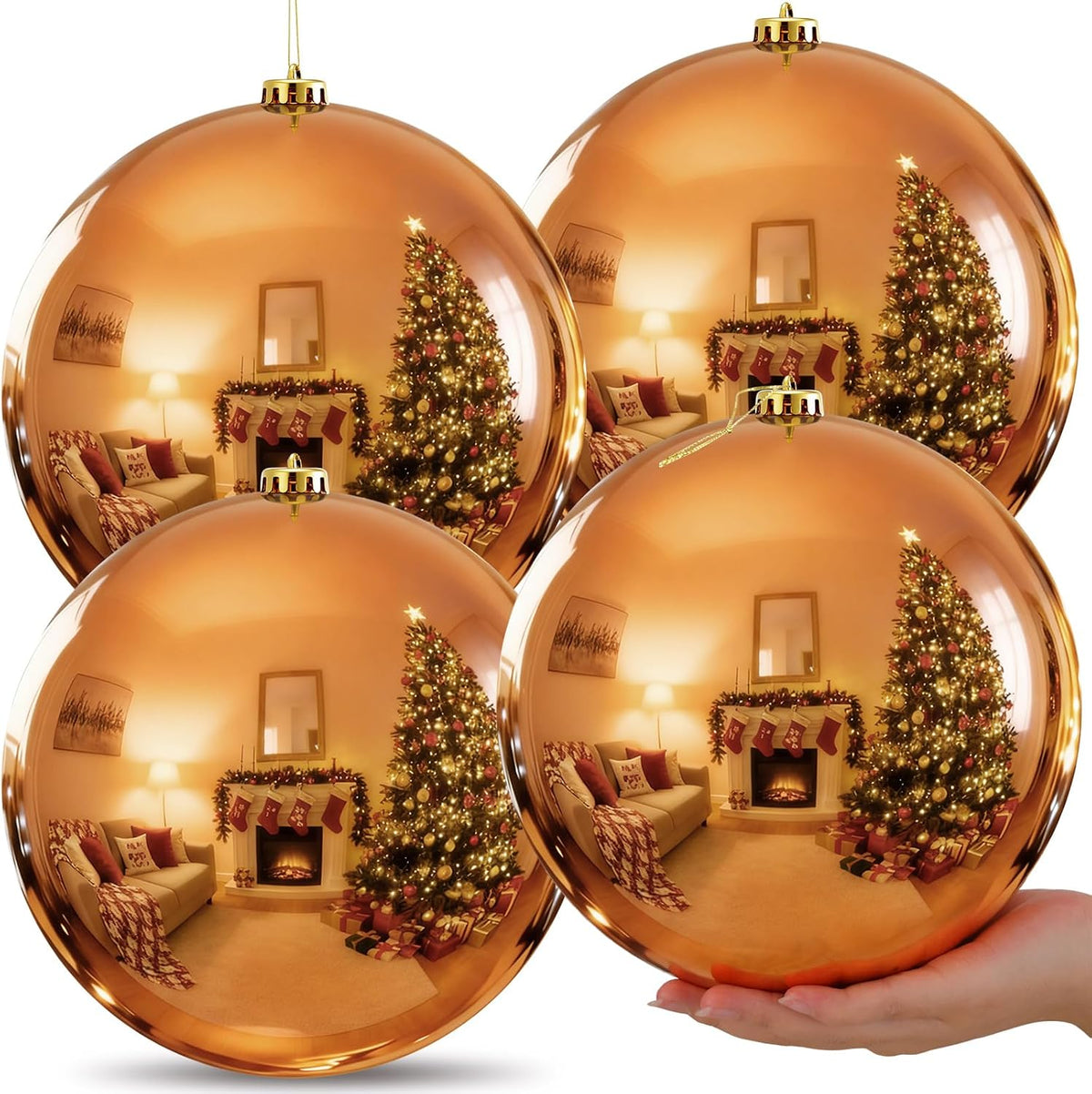 Zubebe 4 unidades de adornos de bola de Navidad extra grandes de 8&...