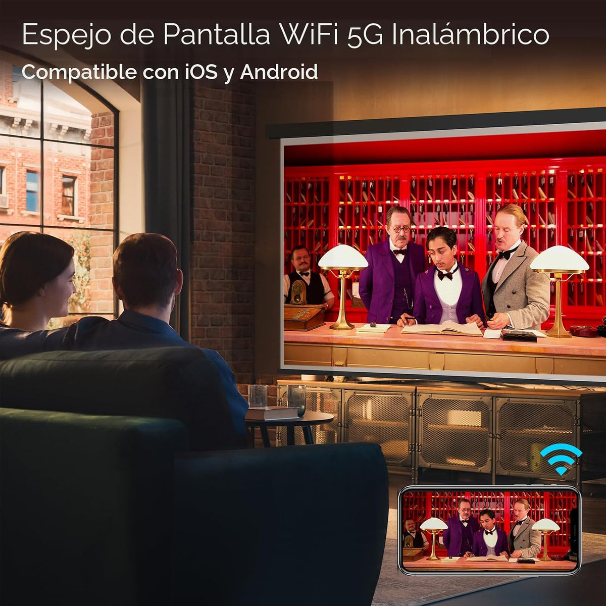 Mini proyector con WiFi y Bluetooth, proyector actualizado AKIYO 20...