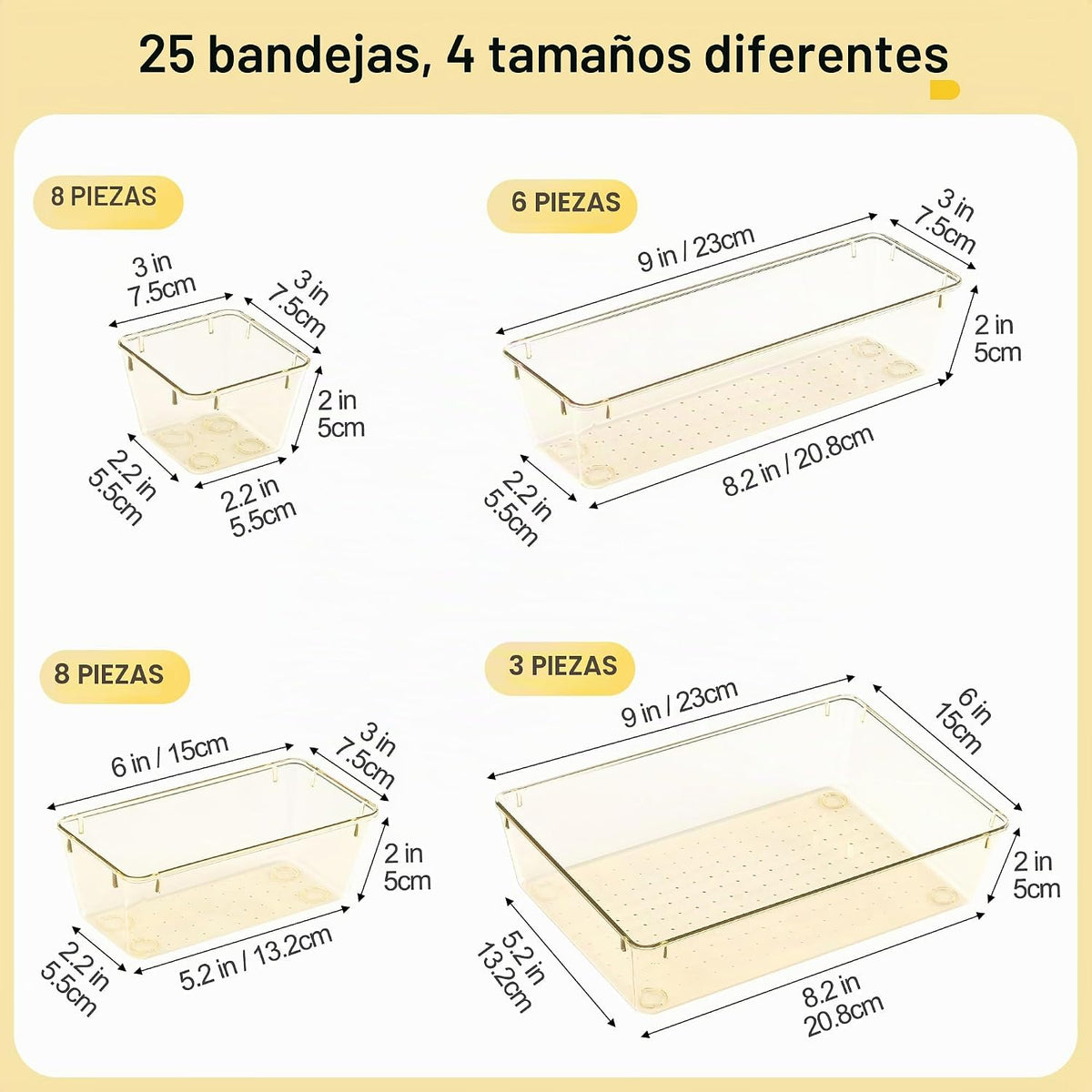 Vtopmart - Paquete de 25 organizadores de cajones de plástico con a...