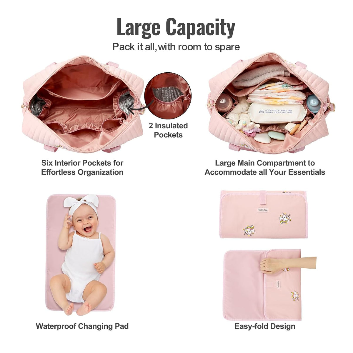 GOBABYMART Juego de 3 bolsas para pañales, bolsa de hospital para t...