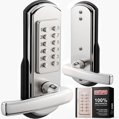 Elemake Cerradura de puerta sin llave para zurdos, cerradura de pue...