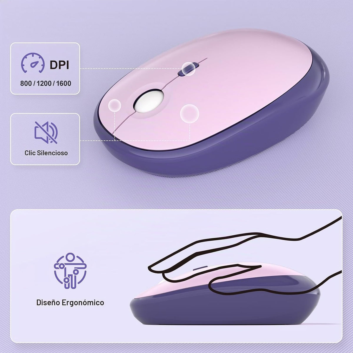 MOFII Combo de teclado y mouse inalámbricos, juego de teclado y mou...