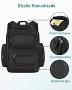 Mancro Mochila para pañales, mochila negra para pañales de bebé de...