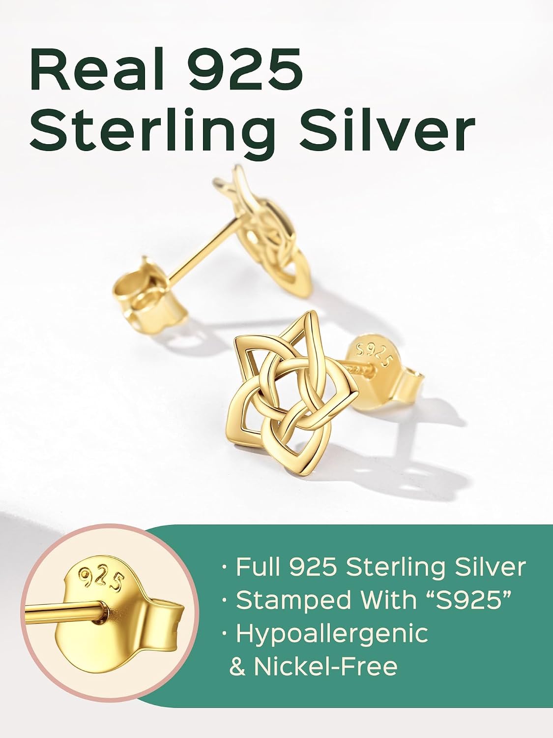 ChicSilver Pendientes celtas para mujer de plata de ley hipoalergén...
