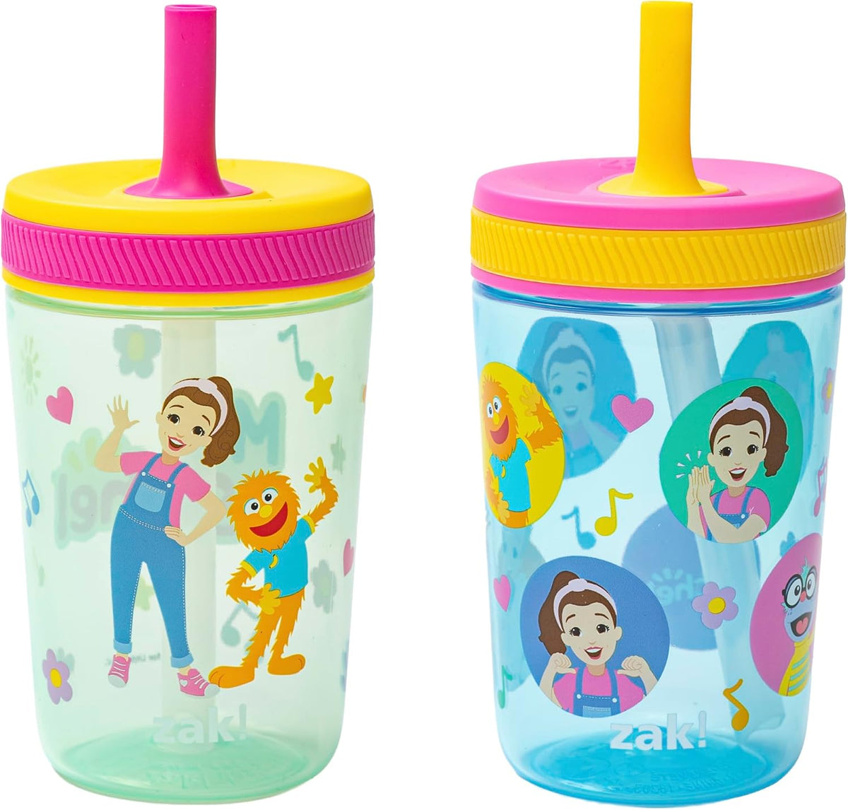 Zak Designs Ms. Rachel Kelso Vasos con pajita para niños pequeños a...