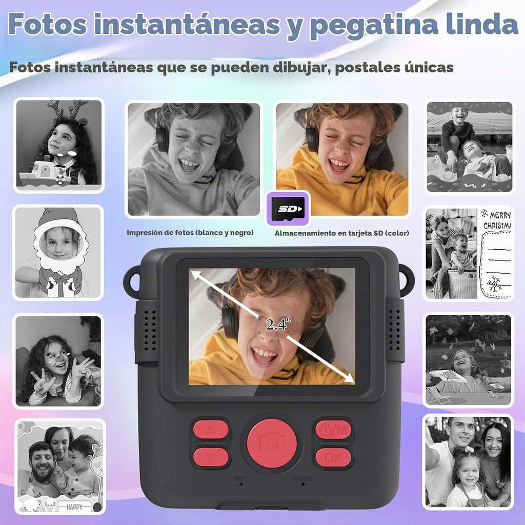 ESOXOFFORE Cámara de impresión instantánea para niños, regalos de c...