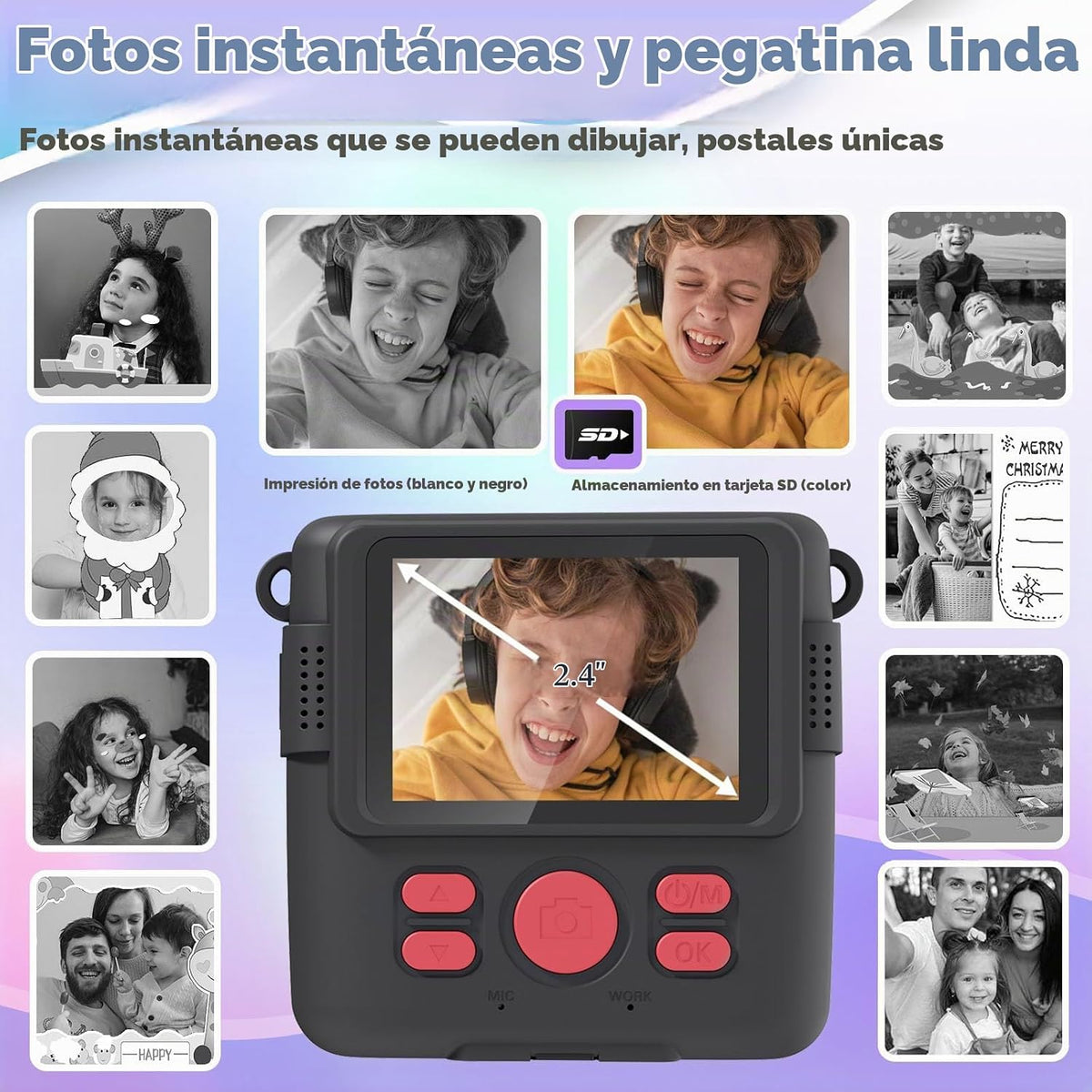 ESOXOFFORE Cámara de impresión instantánea para niños, regalos de c...