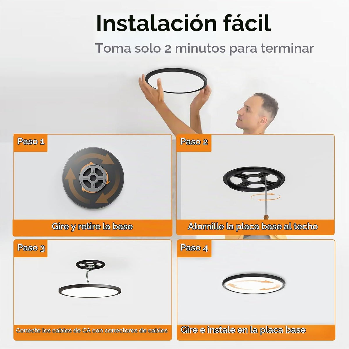 WKONCLDY Luces de techo LED de 7.5 pulgadas, 5 colores seleccionabl...