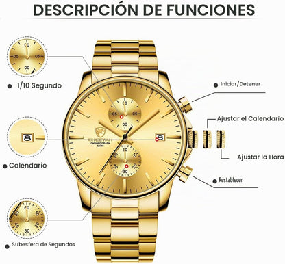 GOLDEN HOUR Fashion Business - Relojes para hombre con cronógrafo,...