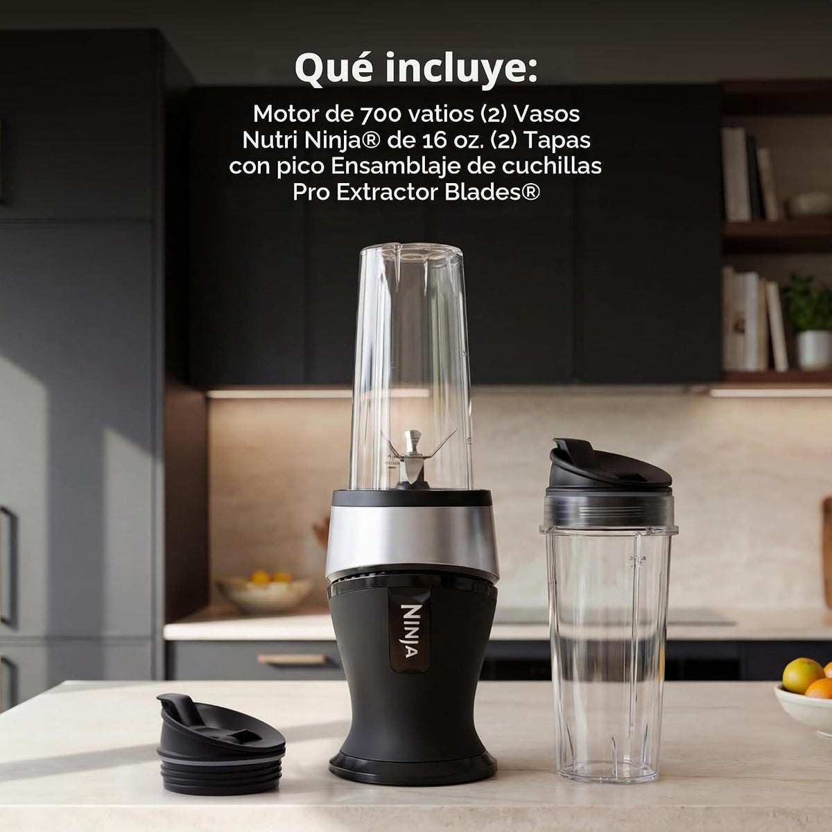 Licuadora personal compacta Ninja Fit, 700 W, (2) tazas de 16 oz, Q...