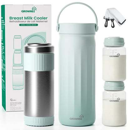 Grownsy Enfriador portátil de leche materna de 22 oz para trabajo y...