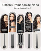 Waver - Varita rizadora BESTOPE PRO 5 en 1 con 3 barriles para muje...