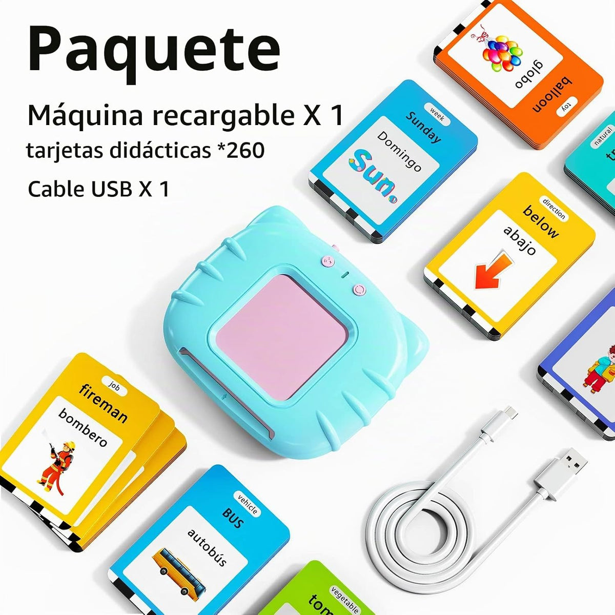 Lapare Tarjetas de Memoria en Audio Bilingües Español e Inglés con...