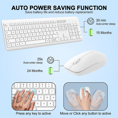 Combo de Teclado y Ratón Inalámbricos, Teclado y Ratón Ergonómicos...