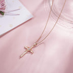 AmorAime Collar con cruz de plata de ley 925 para mujeres y hombres...