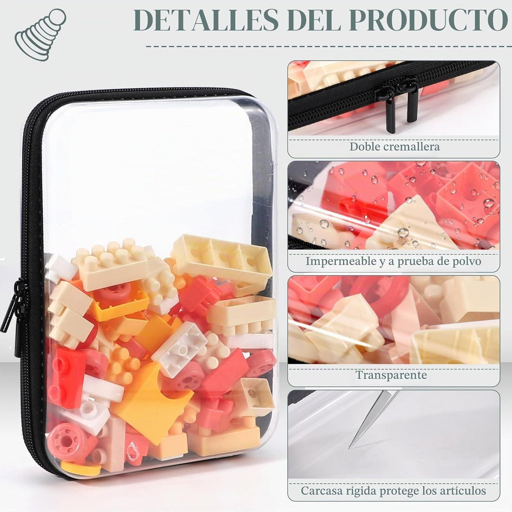 YOPCDJ Paquete de 3 fundas rígidas transparentes con cremallera, Ne...