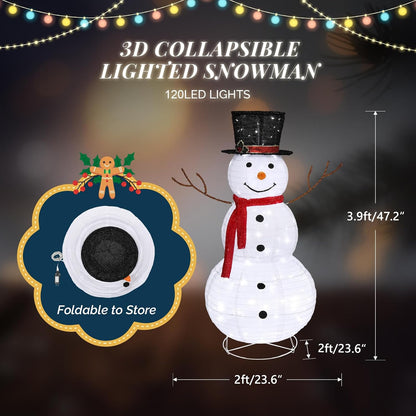 VINGLI Muñeco de nieve para exteriores con 90 luces LED, muñeco de...