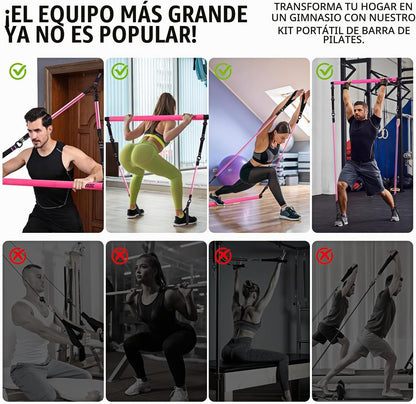 KUTIZE Kit de barra de pilates con bandas de resistencia, equipo de...