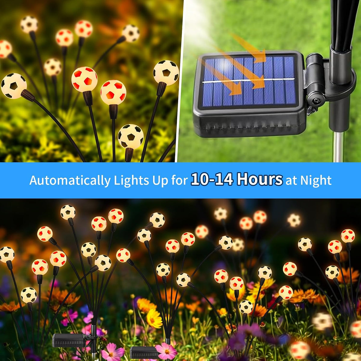 vignuto Luces solares de fútbol 2026, 8 paquetes de 48 LED, luces s...
