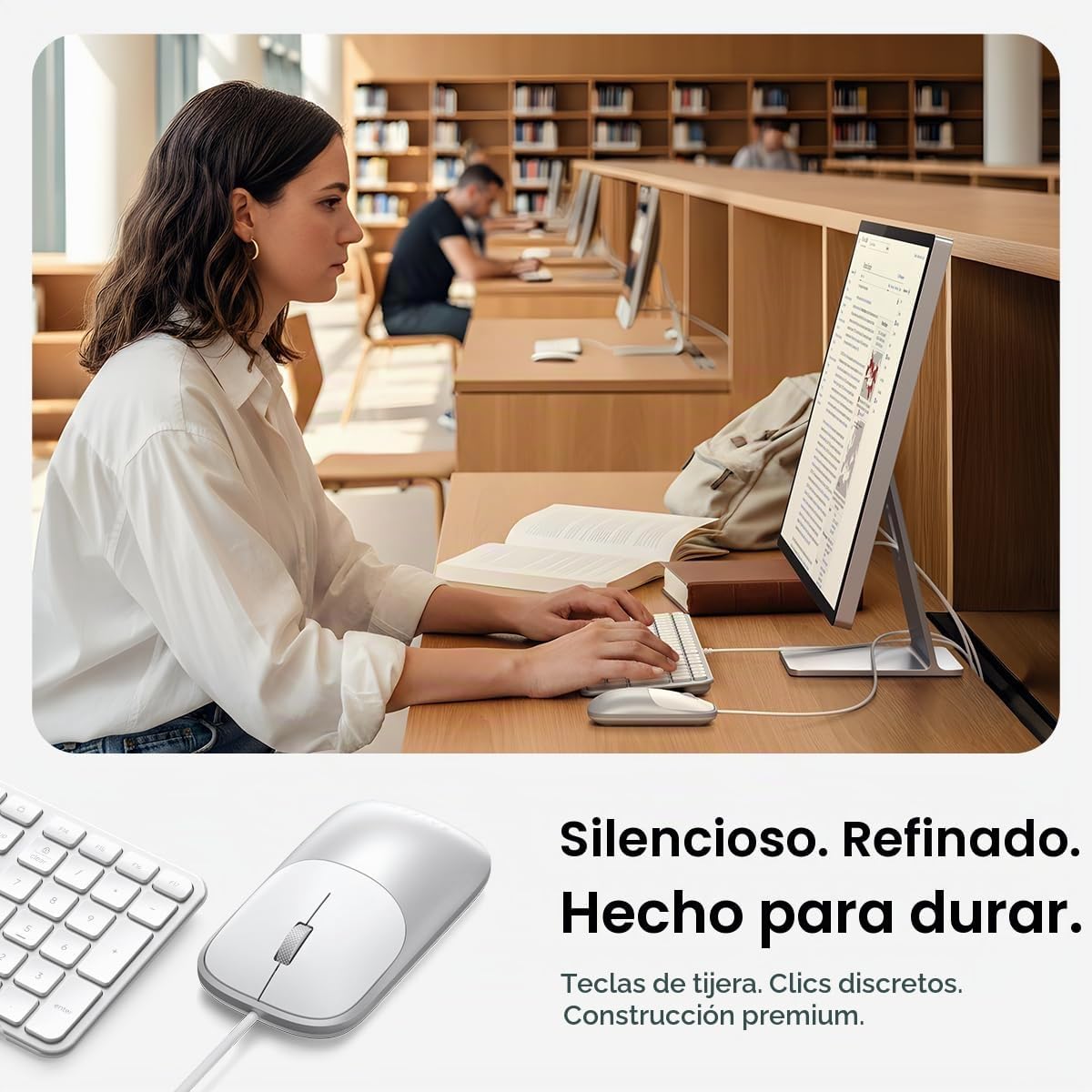 Satechi Slim CLX3 - Combo de teclado y mouse con cable, USB-C, colo...