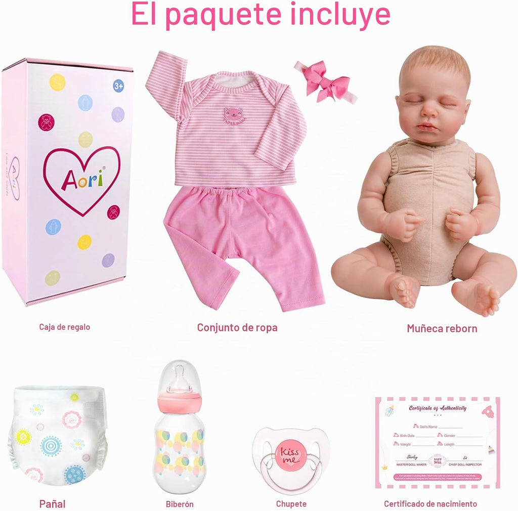Aori Muñecas bebé Reborn Niña - Muñeca recién nacida durmiente real...