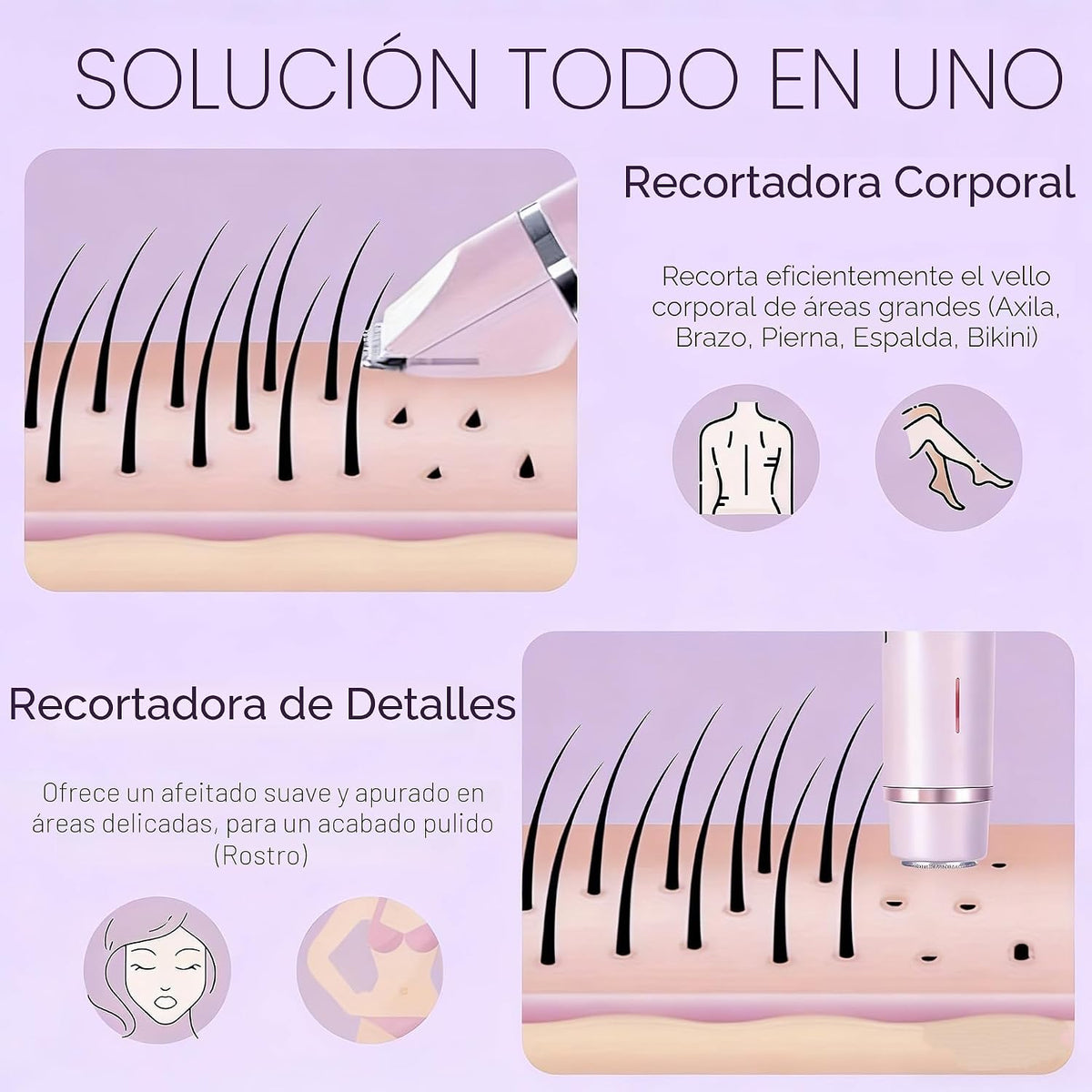 Recortadora de bikini para mujer, afeitadora eléctrica impermeable...