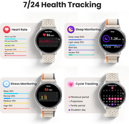 Reloj inteligente para hombres y mujeres, GPS integrado, pantalla A...
