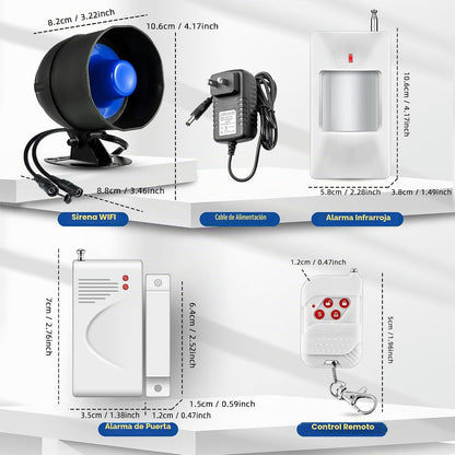Kit de sistema de alarma de seguridad WiFi, inalámbrico de 120 db,...