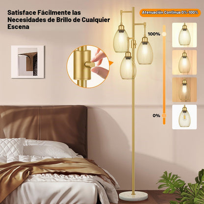 Lámpara de pie regulable, 3 x 800LM bombillas LED incluidas, lámpar...