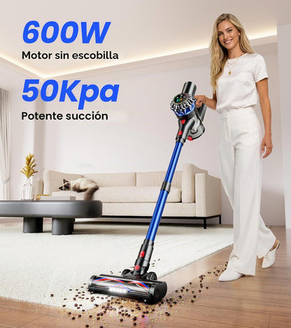 HFFLH Aspiradora inalámbrica, 600 W, 50 Kpa, 65 minutos, aspiradora...