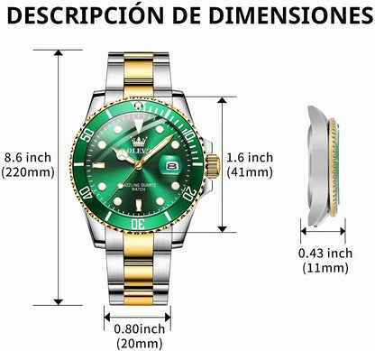OLEVS Relojes de lujo para hombres grandes de acero inoxidable resi...