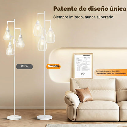 Lámpara de pie regulable, 3 bombillas LED Edison de 800LM incluidas...