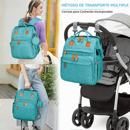 KABAQOO Mochila para pañales con estación de cambio desmontable, bo...