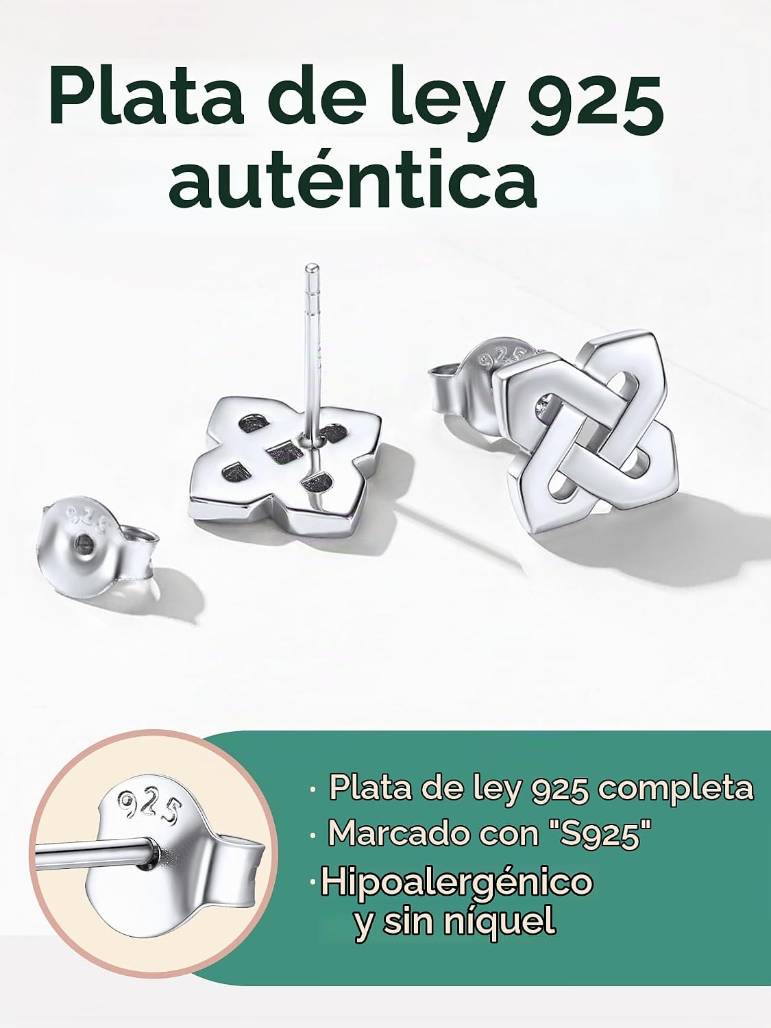 ChicSilver Pendientes celtas para mujer de plata de ley hipoalergén...