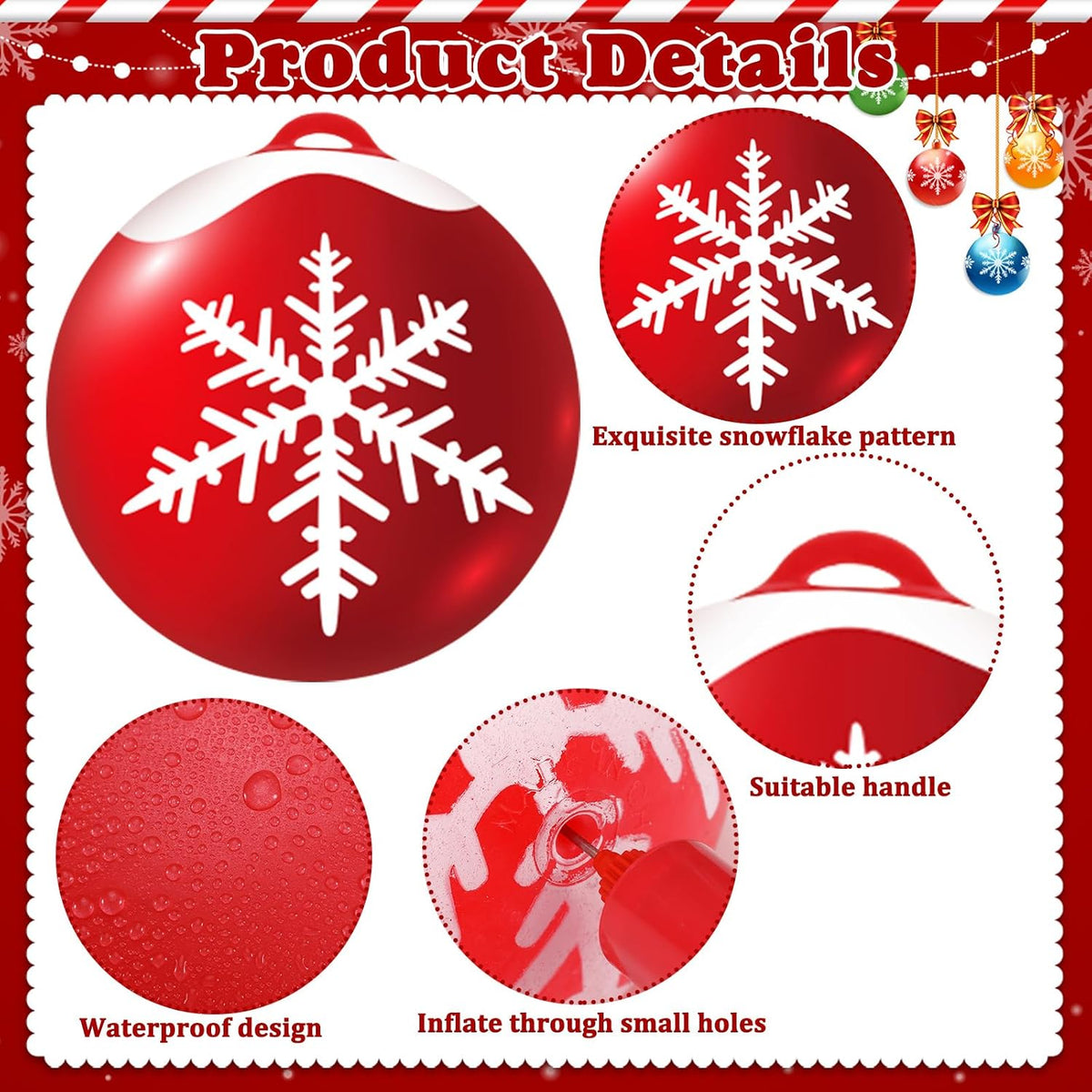 Jetec 10 piezas de bolas inflables de Navidad de 9 pulgadas, bolas...