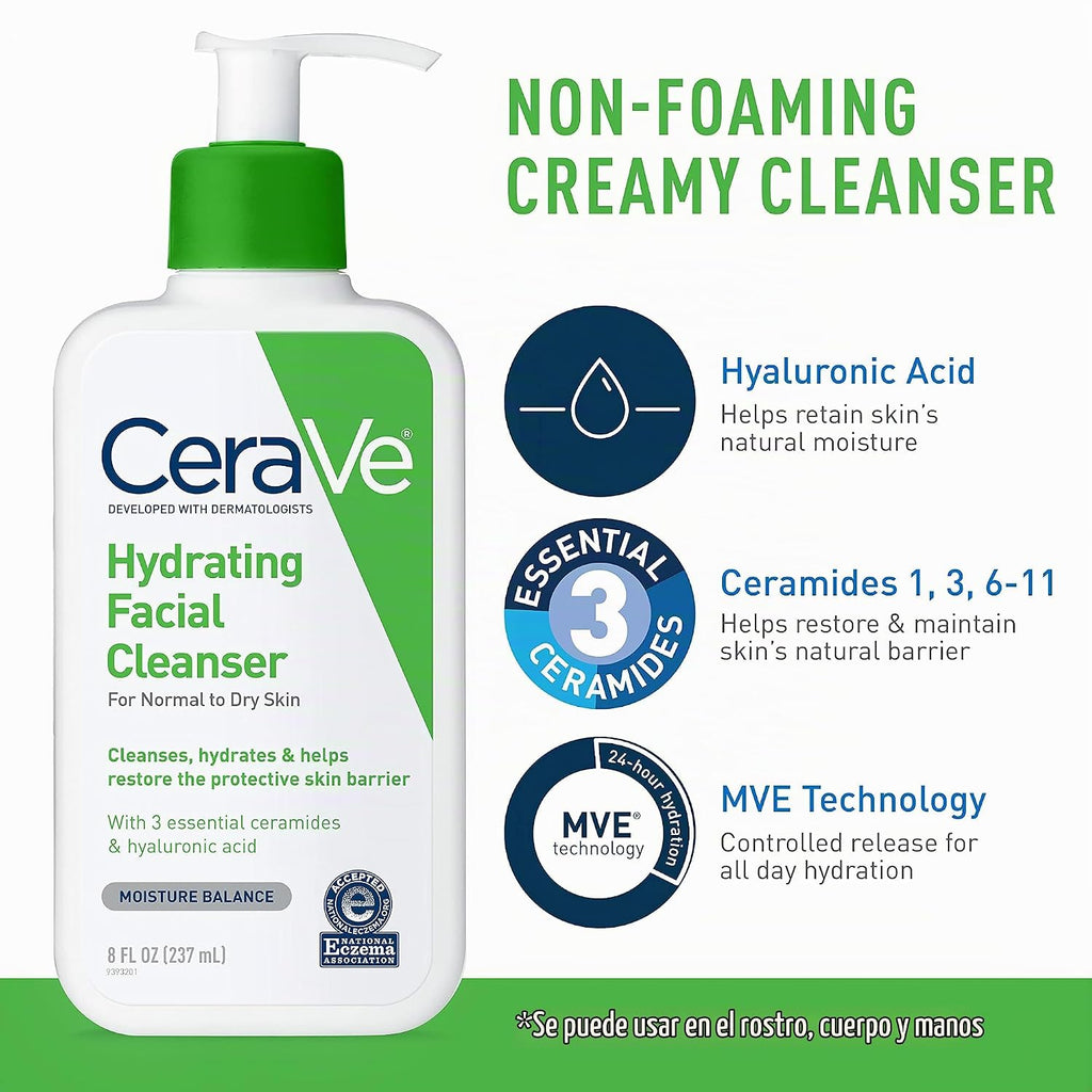 CeraVe Set de cuidado de la piel, crema hidratante y limpiador faci...