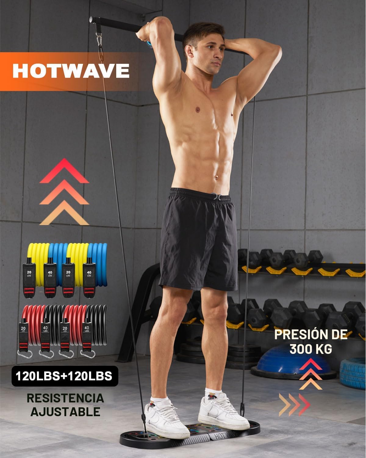 Tabla de flexiones HOTWAVE, tabla de flexiones portátil, barra de f...