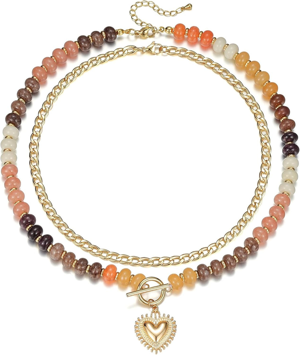 kdraco Collares con cuentas de piedras preciosas coloridas y gruesa...