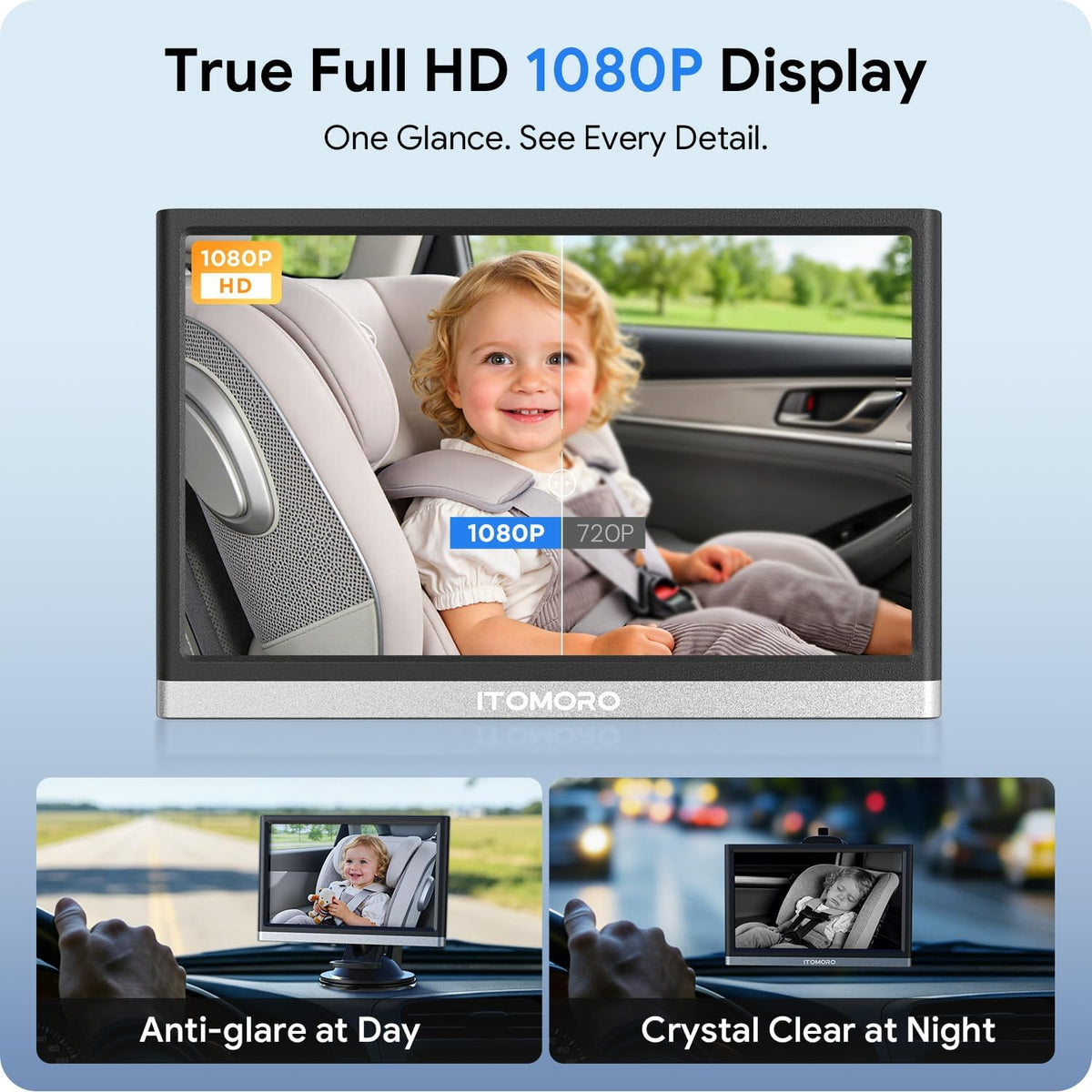 Itomoro Nuevo monitor de cámara de coche para bebé 2026 [1080P HD y...
