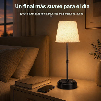 Lámpara de mesa inalámbrica recargable, funciona con pilas, color n...