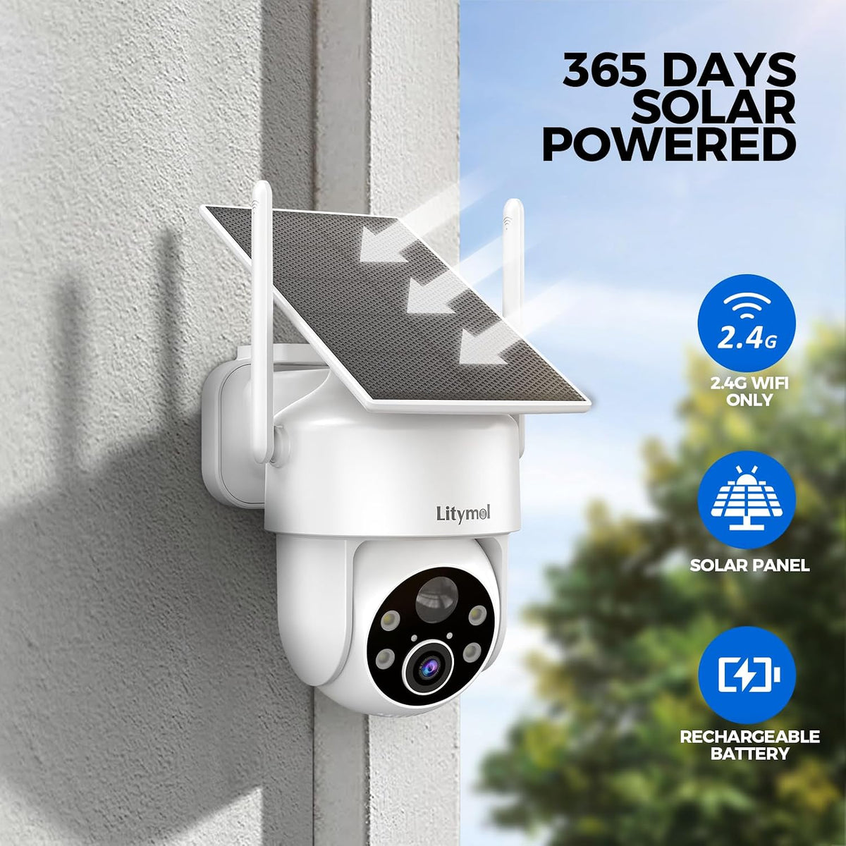 LITYMOL Cámaras de seguridad 2K de visión de 360° inalámbricas para...