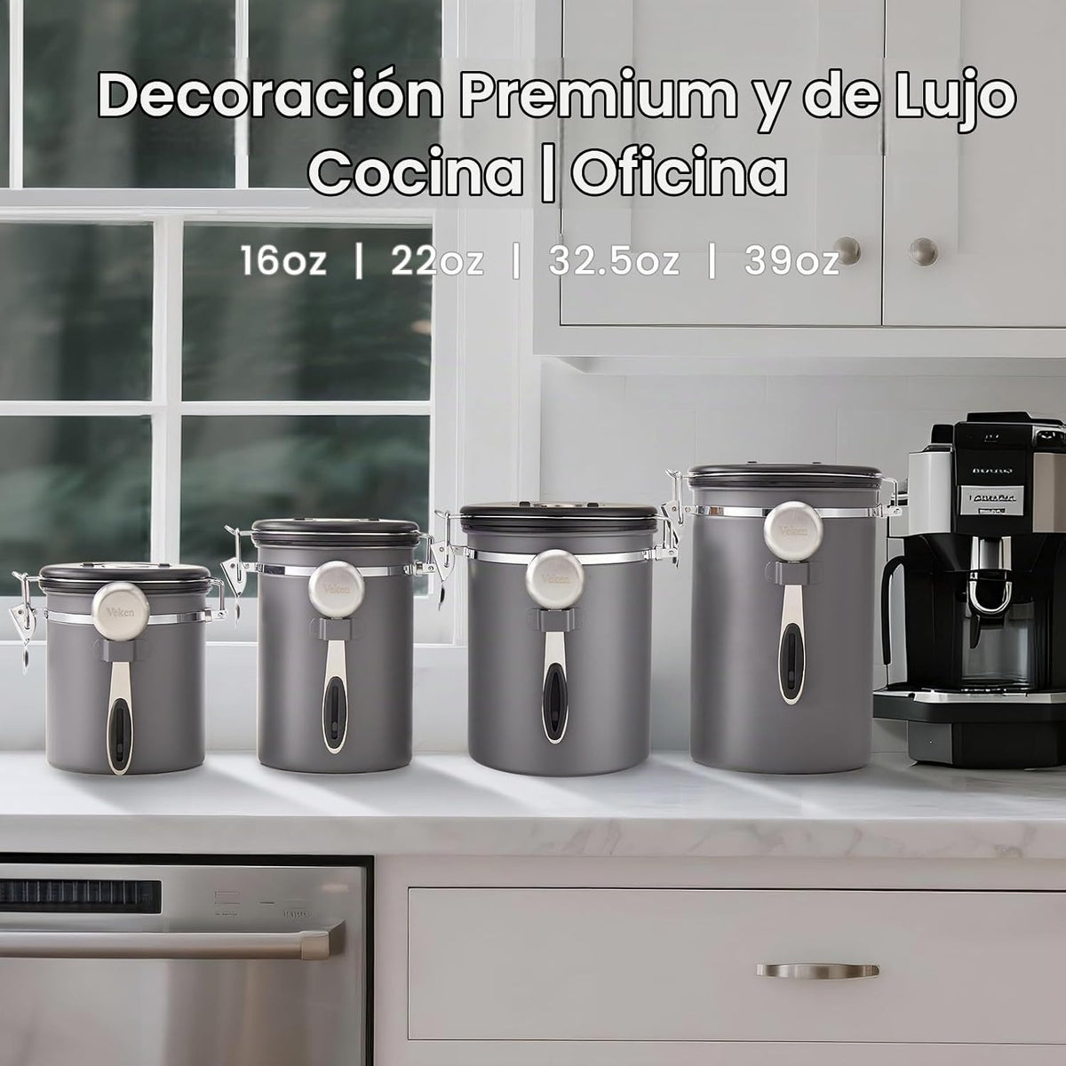 Veken Bote de café, 39 OZ, 2.2 libras, recipiente hermético grande...