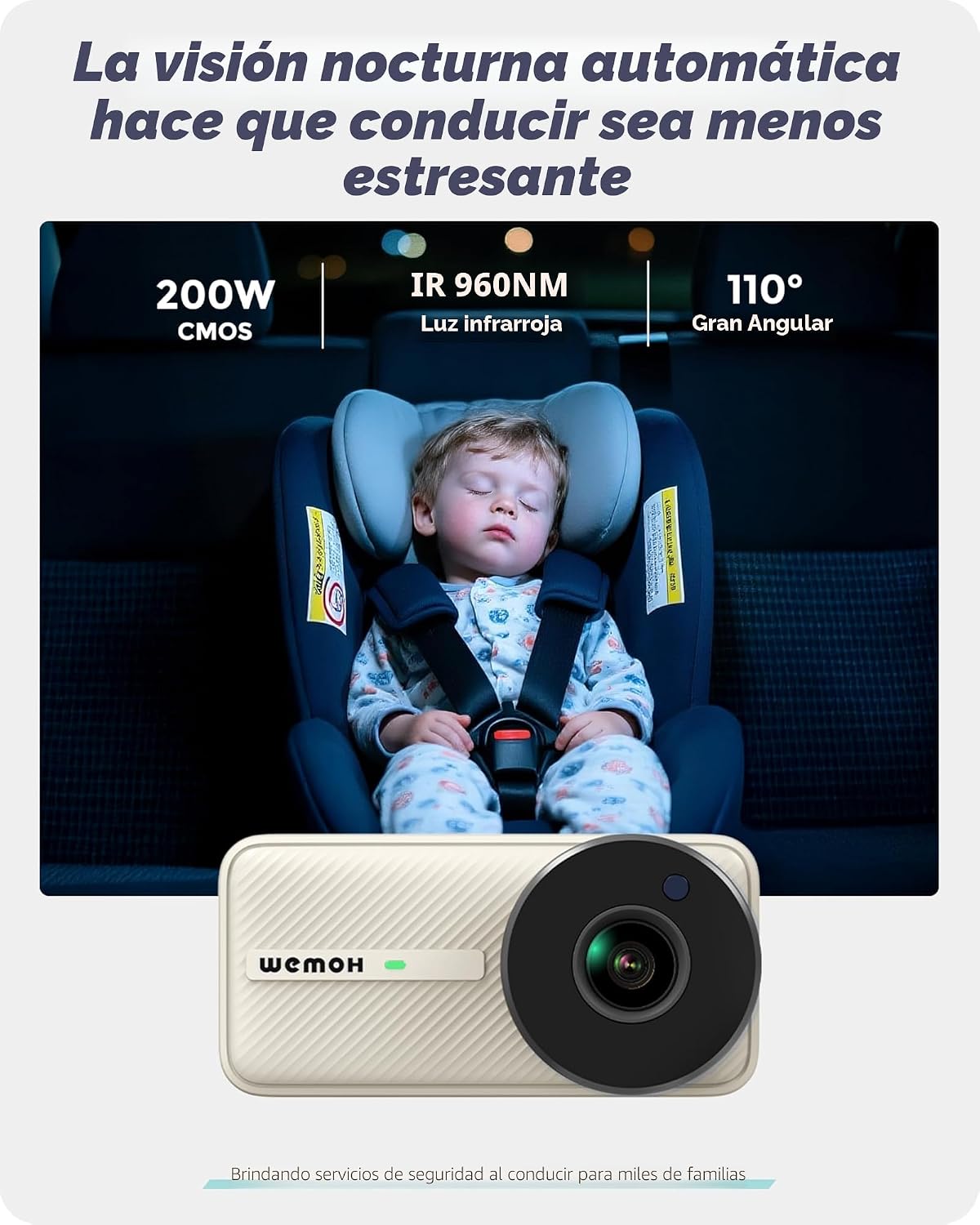 WEMOH Cámara magnética doble para coche para 2 bebés con monitor IP...